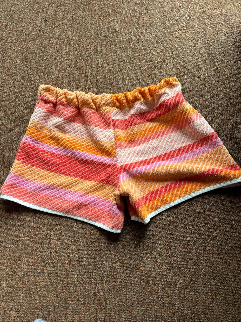 Striped Towel Women’s Shorts - Pink & Orange